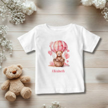 Personlig rosa varmluftsballong med teddybjörn för