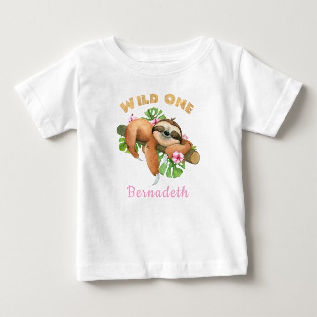 Personlig Rosa VILD EN Sjunde födelsedag T Shirt (Framsida)