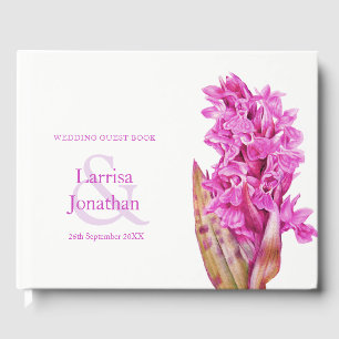 Personlig rosa vild orchid art bröllop gästböcker