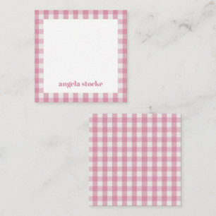 Personlig rosa-vit gingham anteckningskort