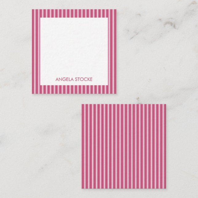 Personlig Rosa Vit Rand Anteckningskort (Fram/baksida)