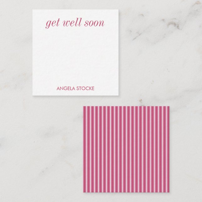 Personlig Rosa Vit Rand Anteckningskort (Fram/baksida)