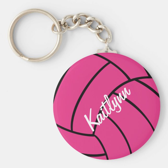 Personlig Rosa Volleyball Keychain Nyckelring (Framsidan)