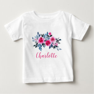 Personlig Rosa Watercolor Flowers T Shirt
