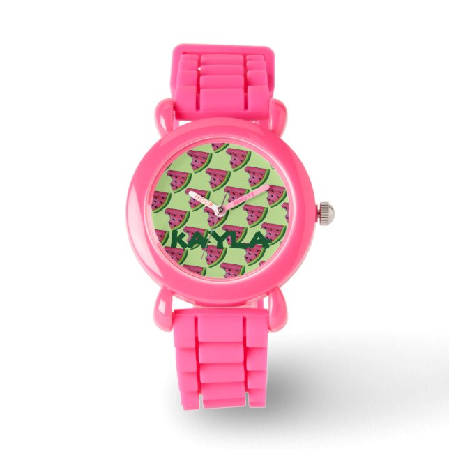 Personlig Rosa Watermelon Fruit Slice Watch Armbandsur (Framsida)