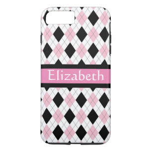 Personlig Rosa White Black Argyle Mönster