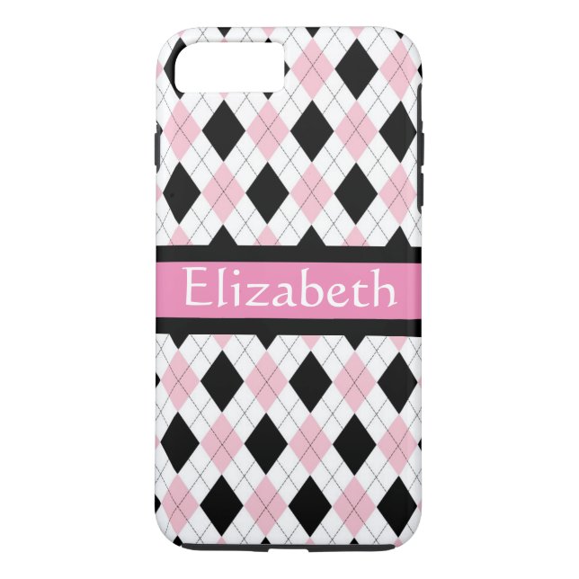 Personlig Rosa White Black Argyle Mönster Case-Mate iPhone Skal (Baksida)