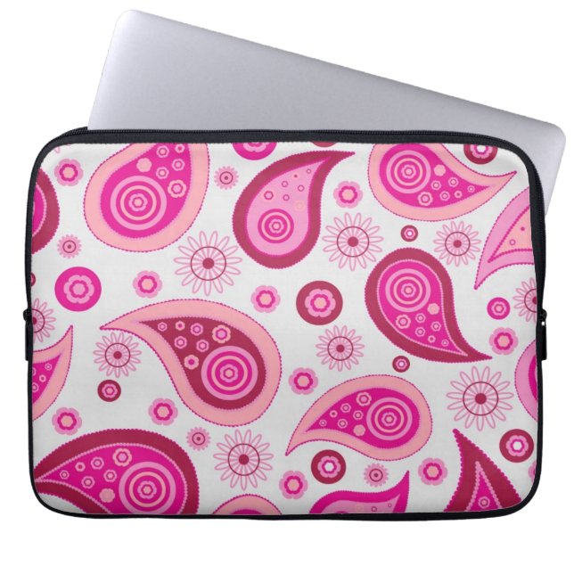 Personlig Rosa & White Paisley Laptop Sleeve (Framsidan)