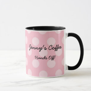 Personlig Rosa White Polka-prickkaffe Mugg