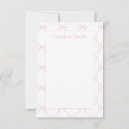 Personlig Rosa & White Ribbon, Rosa Bow Tack Kort