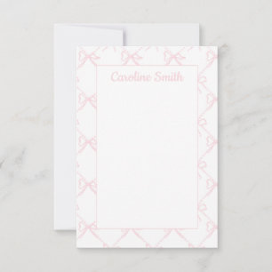Personlig Rosa & White Ribbon, Rosa Bow Tack Kort