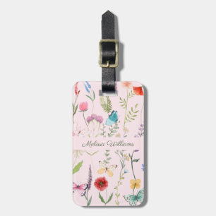 Personlig Rosa Wildblomma Bagagebricka
