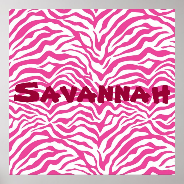 Personlig Rosa Zebra ränder Vild Animalisk utskrif Poster (Framsidan)