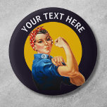 Personlig Rosie, Riveter Anpassningsbar Vintage Knapp<br><div class="desc">Lägg till en egen text i det här anpassadet Rosie the Riveter design.</div>