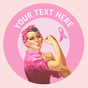 Personlig Rosie the Riveter Breast Cancer rosa Runt Klistermärke