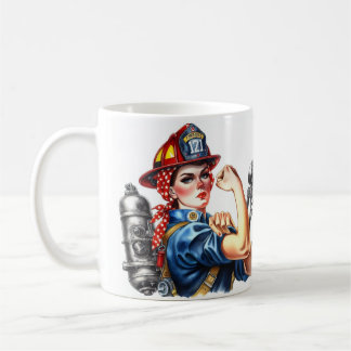 Personlig Rosie the Riveter Female Firefighter Kaffemugg