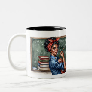 Personlig Rosie the Riveter Teacher Två-Tonad Mugg