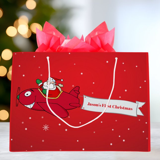 Personlig,Rött flygplan och jultomte, första jul (Skapare uppladdad)