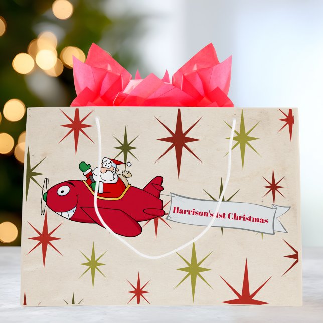 Personlig,Rött flygplan och jultomte, första jul (Skapare uppladdad)