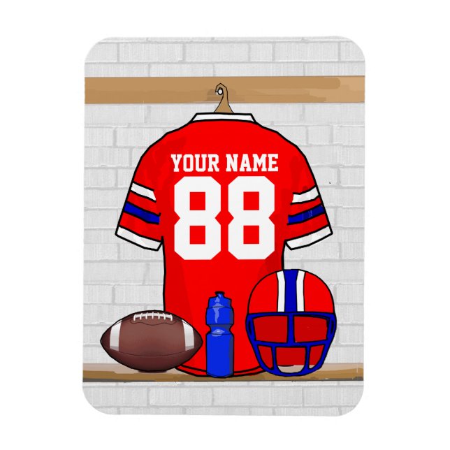 Personlig Rött vitt blått Football Jersey Magnet (Vertikal)