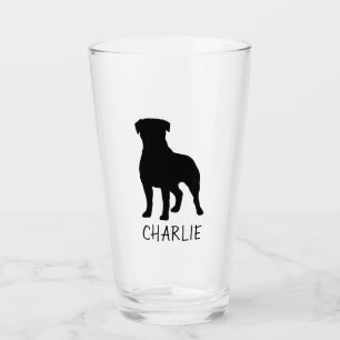 Personlig Rottie för Rottweiler hundSilhouette Glaskopp