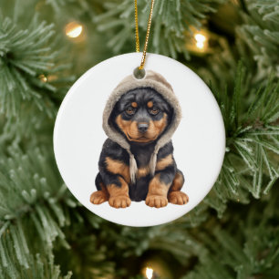 Personlig Rottweiler Hund Art Julgransprydnad Keramik