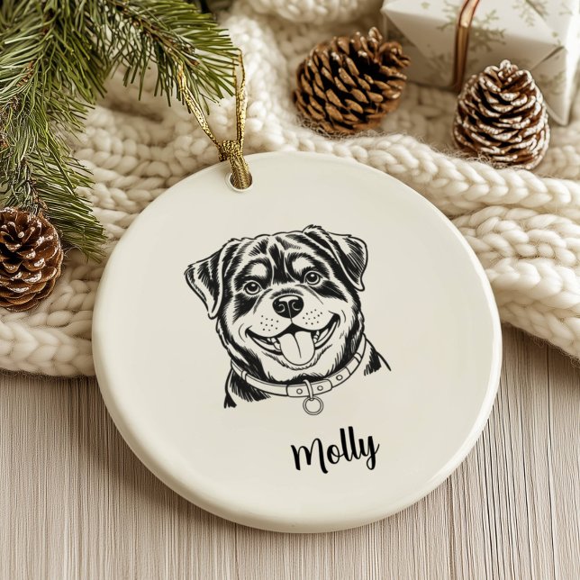 Personlig Rottweiler Hund Jul Julgransprydnad Keramik (Skapare uppladdad)