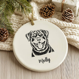 Personlig Rottweiler Hund Jul Julgransprydnad Keramik