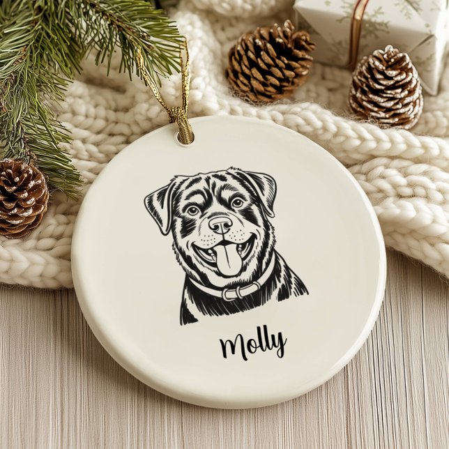 Personlig Rottweiler Hund Jul Julgransprydnad Keramik (Skapare uppladdad)