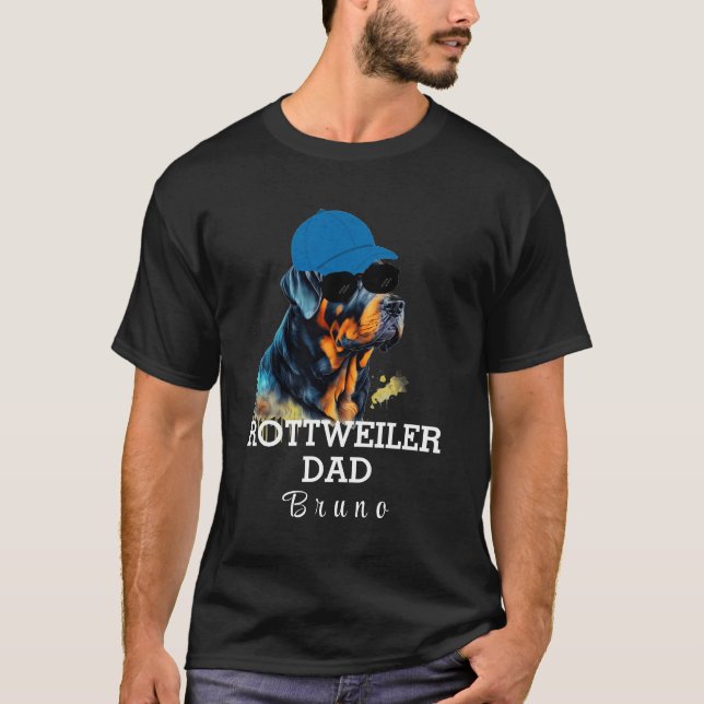 Personlig Rottweiler hund pappa far T Shirt (Framsida)