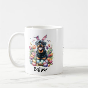 Personlig Rottweiler Hund Påsk/Vår Kaffemugg