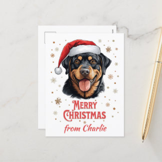 Personlig Rottweiler Hund Santa God jul Helg Vykort