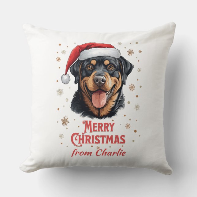 Personlig Rottweiler Hund Santa God jul Kudde (Framsida)
