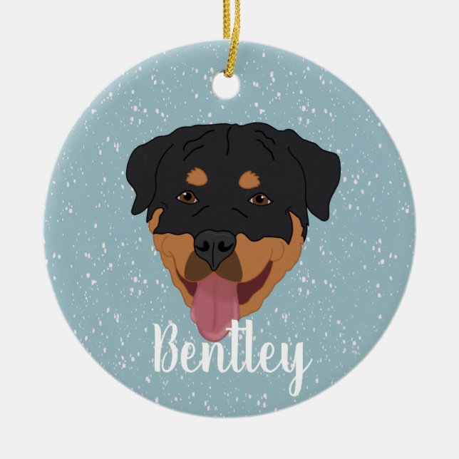 Personlig Rottweiler-jul Julgransprydnad Keramik (Framsidan)