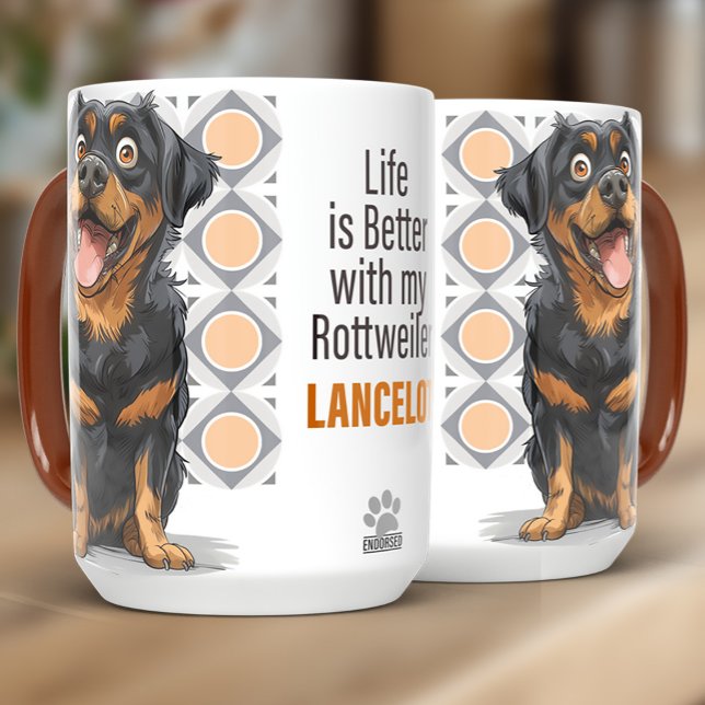 Personlig Rottweiler Specialdesignad Hundmugg 15oz Mugg (Skapare uppladdad)