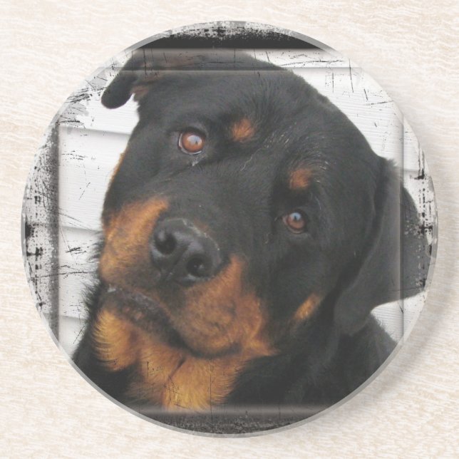 Personlig rottweiler underlägg sandsten (Framsidan)