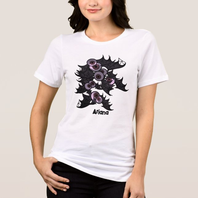 Personlig Round Eyed Spooky Cute Fladdermus T Shirt (Framsida)