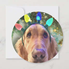 Personlig Round Golden Retriever-julkort Julkort