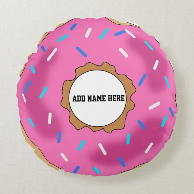 PERSONLIG ROUND ROSA DONUT PILLOW RUND KUDDE (Framsidan)
