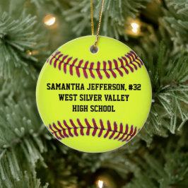 Personlig Round Softball Sports Ornament