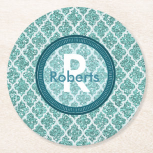 Personlig Round Teal Underlägg Papper Rund