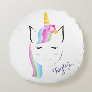 Personlig Round Unicorn Pillow Rund Kudde
