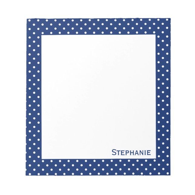 Personlig Royal Blue Polka Dot Mönster Anteckningsblock (Framsida)