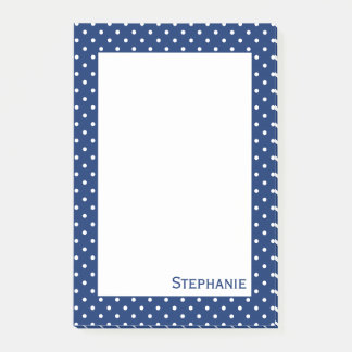 Personlig Royal Blue Polka Dot Mönster Post-it Block