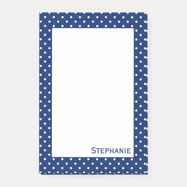 Personlig Royal Blue Polka Dot Mönster Post-it Block (Framsida)