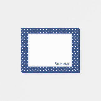 Personlig Royal Blue Polka Dot Mönster Post-it Block