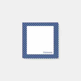 Personlig Royal Blue Polka Dot Mönster Post-it Block