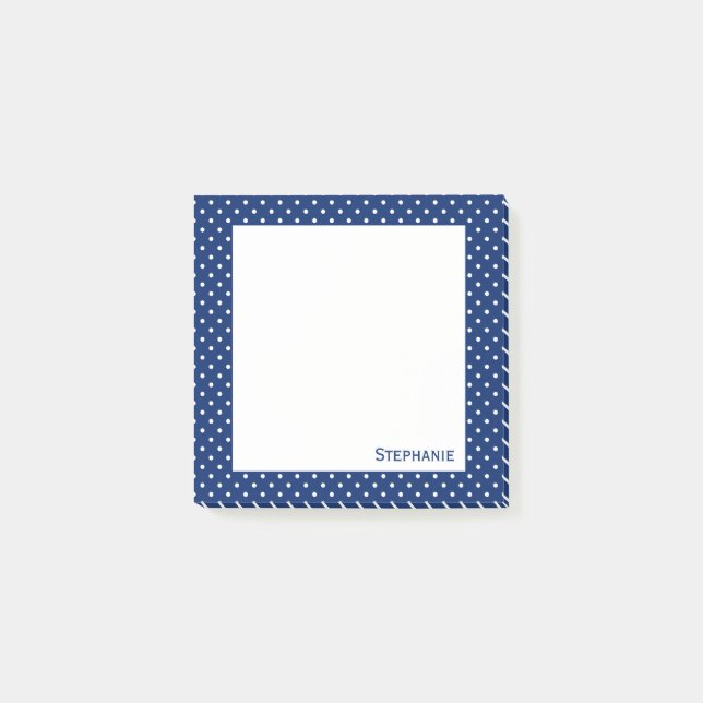 Personlig Royal Blue Polka Dot Mönster Post-it Block (Framsida)