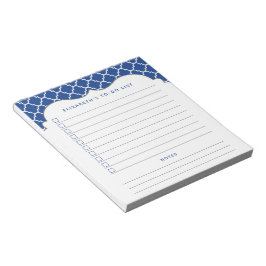 Personlig Royal Blue Quatrefoil to Do List Anteckningsblock