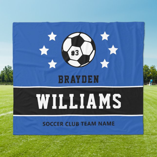 Personlig Royal Blue Soccer Player Namn Fleecefilt (Skapare uppladdad)